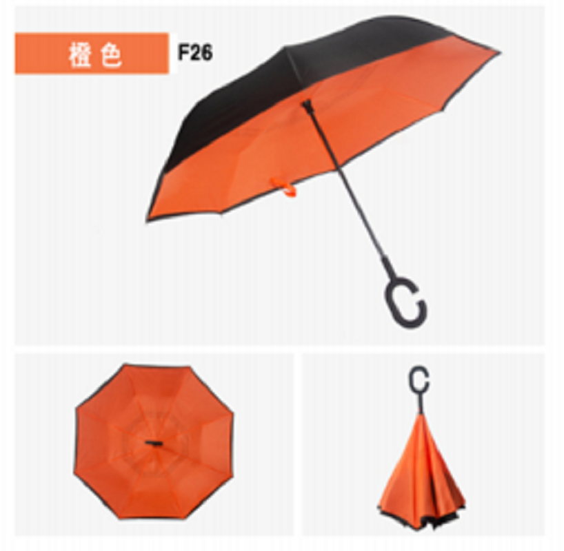 反向伞素色反向全纤维伞架双层碰击布详情3