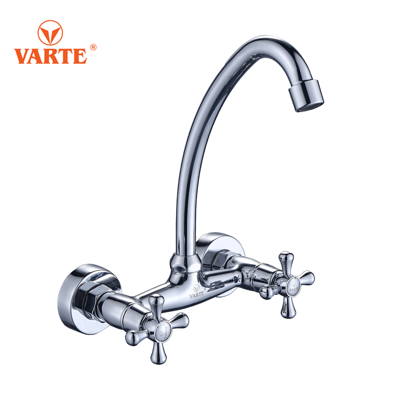 Wall-mounted Dual Handle Kitchen Faucet Grifo de Cocina With X-Handle