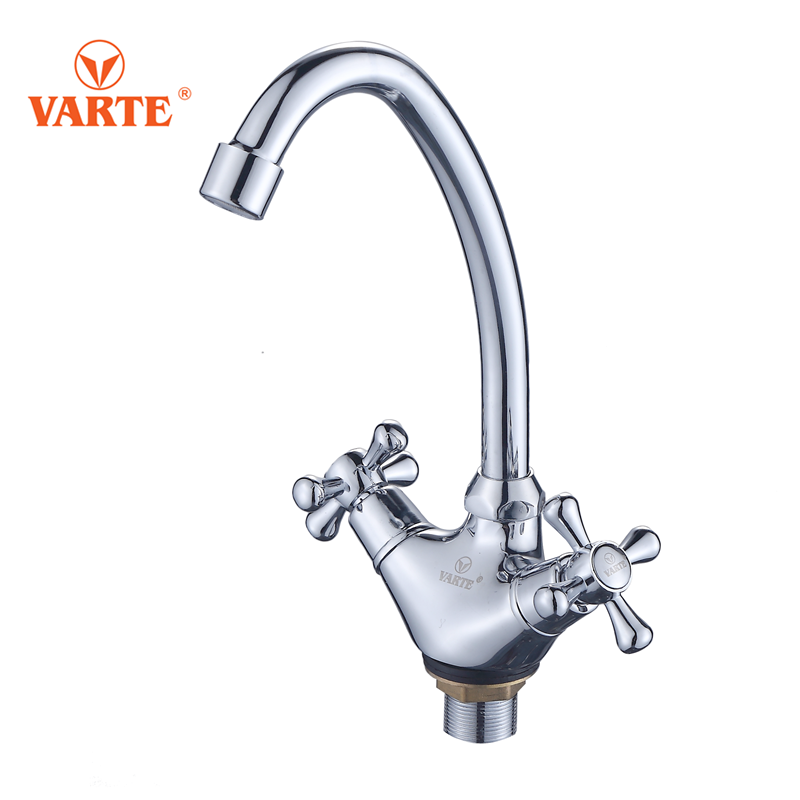 Professional Made Durable Long Neck Kitchen Mixer Tap Sink Faucet With Dual X-Handle