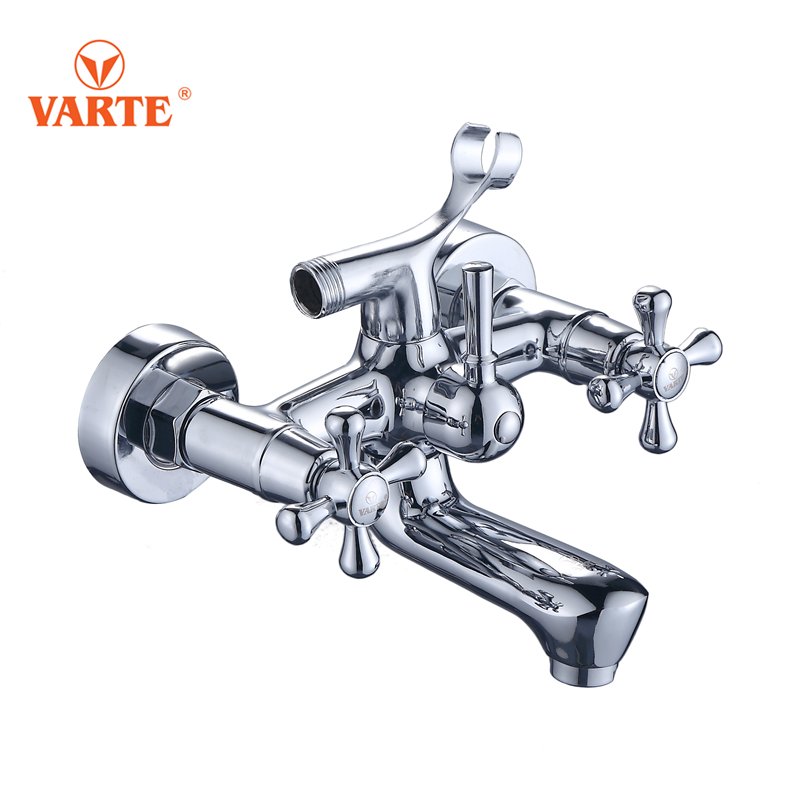 Bathroom Basin Mixer Cold Hot Water Kitchen Sink Zinc Double Handle Mixer Faucet With Dual X-Handle thumbnail