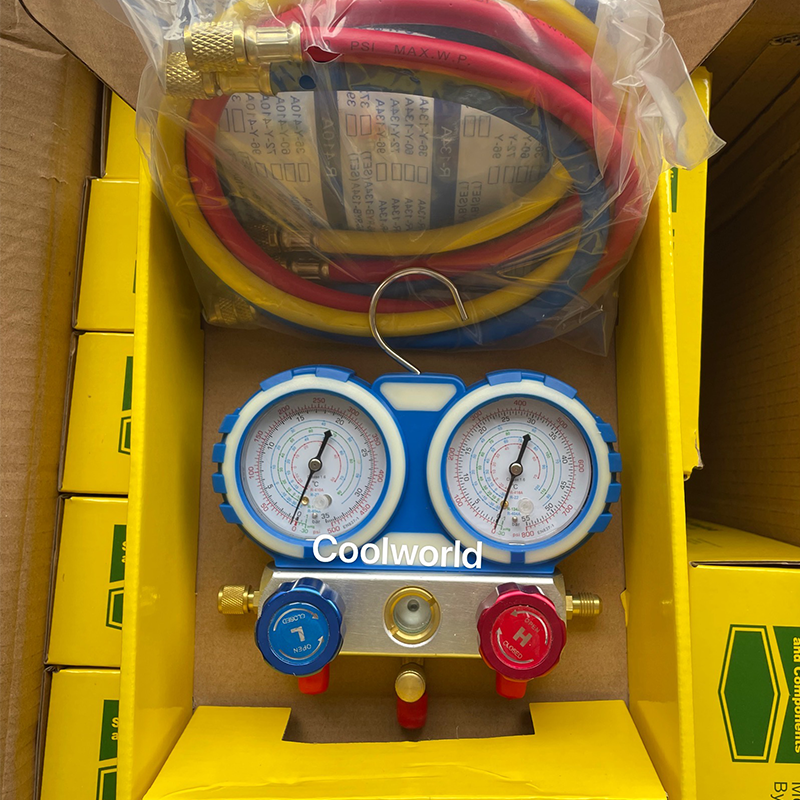 R410A R22 R134A R404A refrigerant fluorine gauge aluminum alloy valve body handle with 90cm r410 pipe pic 1