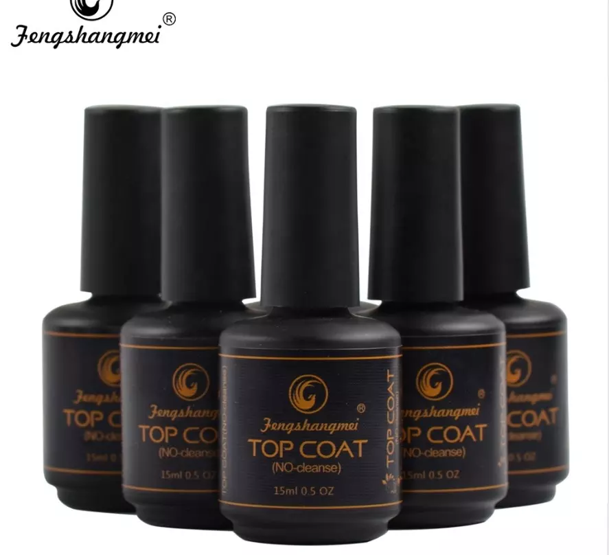 New eco-friendly nail art product: Ultra-bright sealing layer nail art glue, no need to wash, 15ML, for export. fengshangmei Brightening Sealing layer, exclusively for export