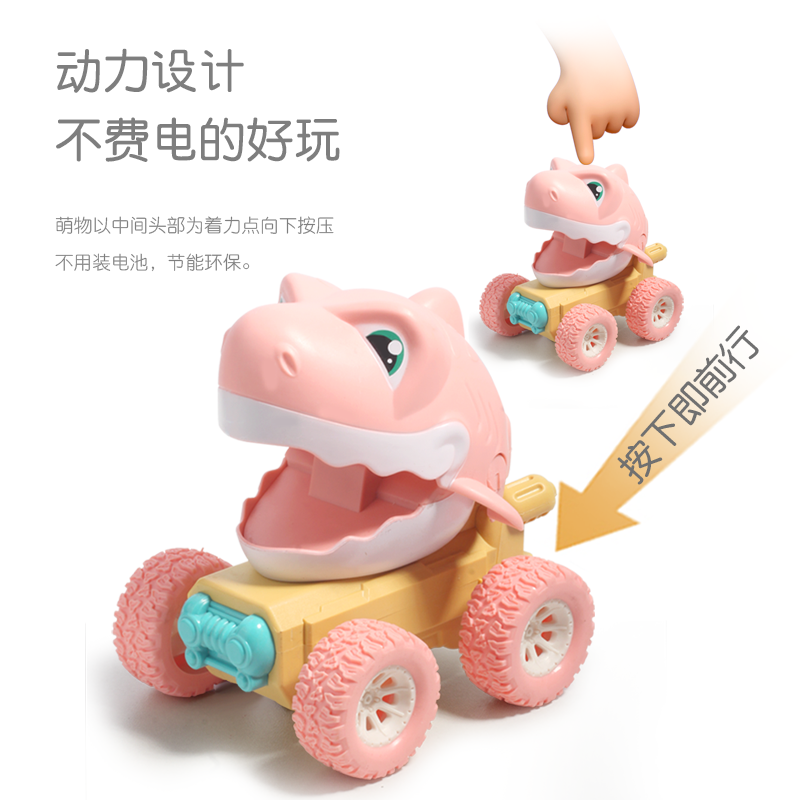 Collection Star Children's Cartoon Press Tyrannosaurus Rex Alligator Inertia Car Toys Source Factory Wholesale Display Box Night Market Stall Toys details Picture