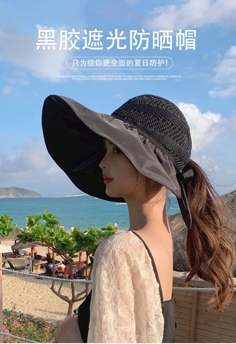 Evelyn Hat Line Large Rim Vinyl Empty Top Sunshade Hat Sunscreen Hat Application Scenario