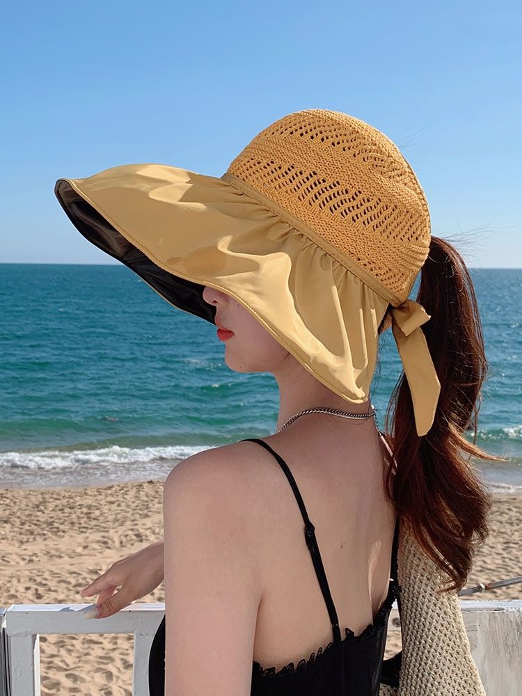 Evelyn Hat Line Large Rim Vinyl Empty Top Sunshade Hat Sunscreen Hat Specification drawing