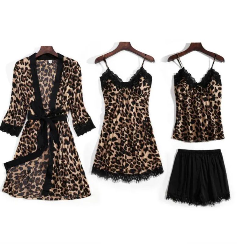 舒适柔软牛奶丝性感绵柔四件套性感内衣睡衣图