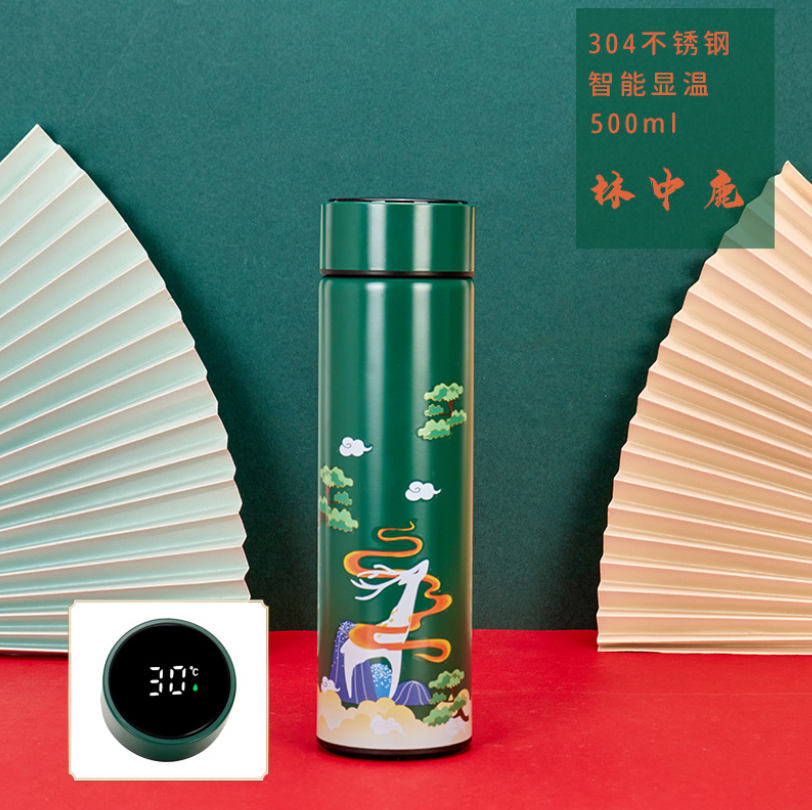 Stainless Steel Guochao Smart Thermos Cup China Wind Temperature Measuring Cup details Picture