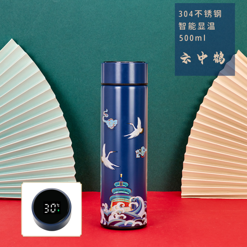 Stainless Steel Guochao Smart Thermos Cup China Wind Temperature Measuring Cup Application Scenario
