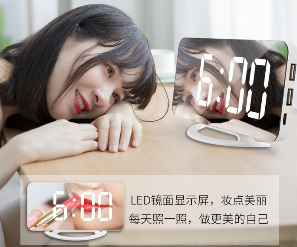 Multifunctional LED mirror clock