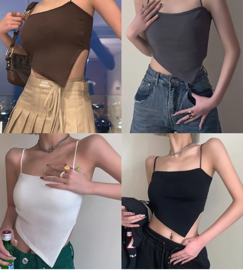 In the summer of 2022, the trend of wearing a halter top as an inner layer with a chest pad and an irregular outer layer on Instagram is becoming popular details Picture
