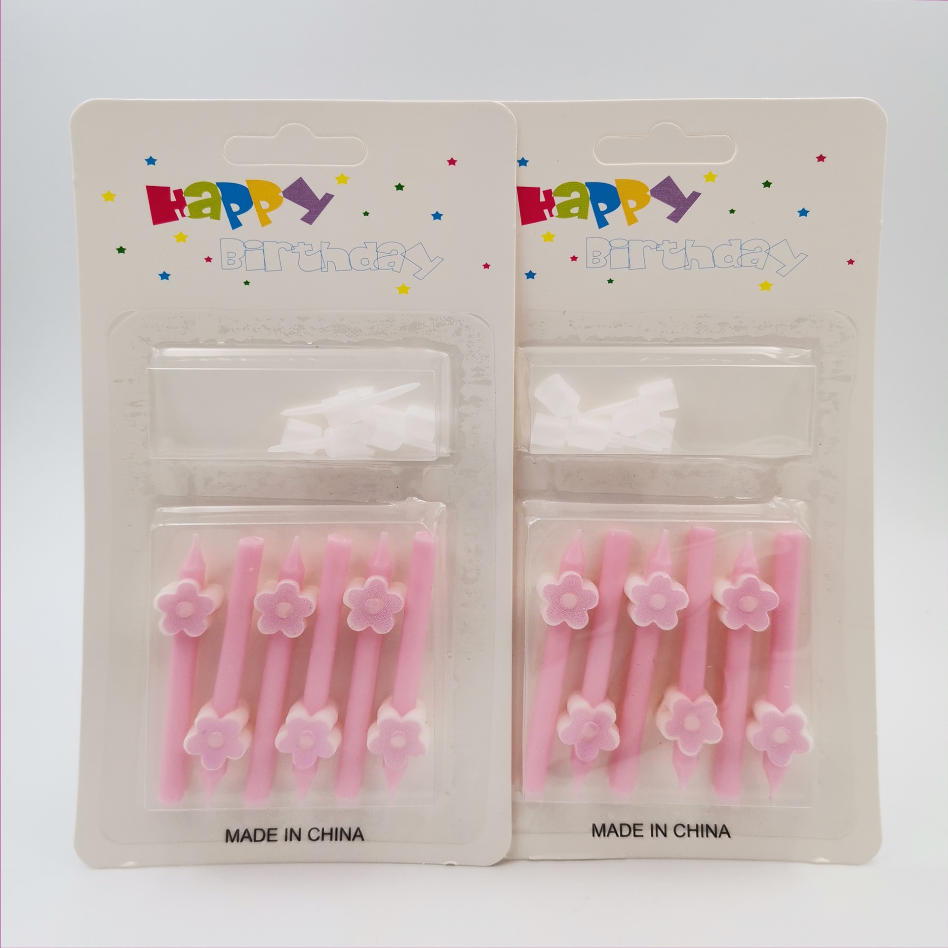 短杆生日蛋糕装饰蜡烛卡通爱心花朵派对蜡烛带底座详情4