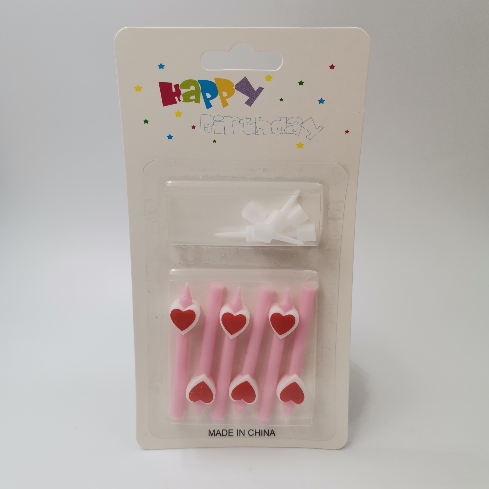 短杆生日蛋糕装饰蜡烛卡通爱心花朵派对蜡烛带底座详情3