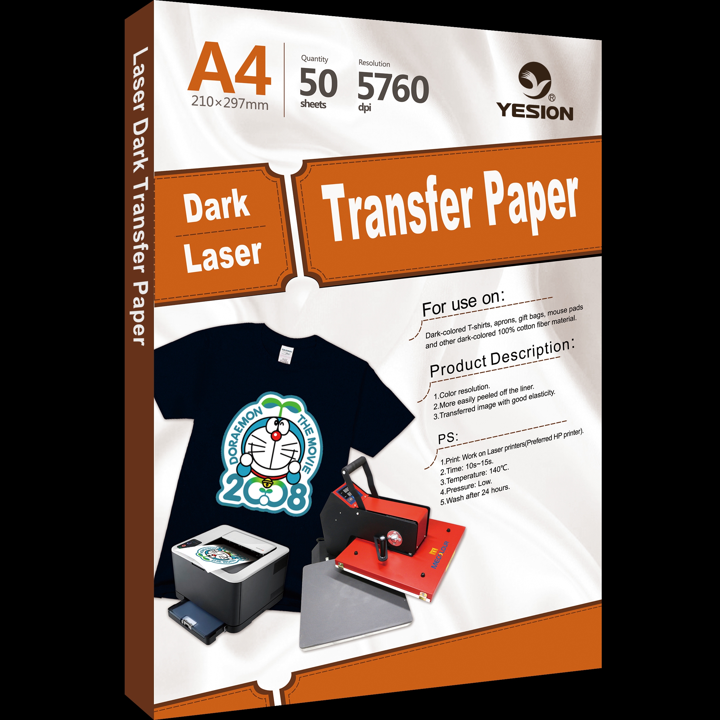 ورقة طباعة ليزر داكنة اللون من طراز YESION (A4T)، ورقة طباعة دافئة داكنة اللون من نوع A4T pic 8
