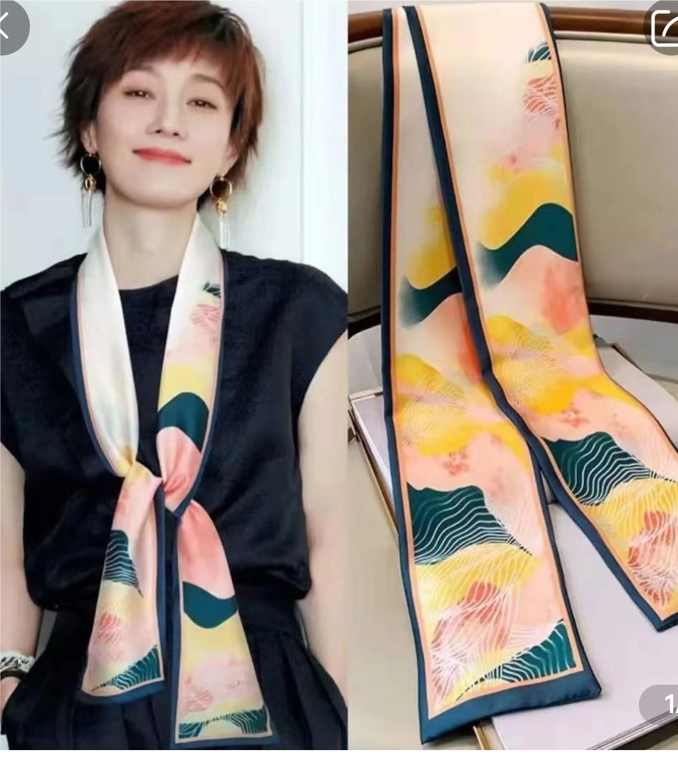 Spring And Autumn Long Small Silk Scarf Decoration With South Korea Narrow Ribbon Spring Style Scarf Scarf Female Thin Senior Lansika Deer 🦌 Application Scenario