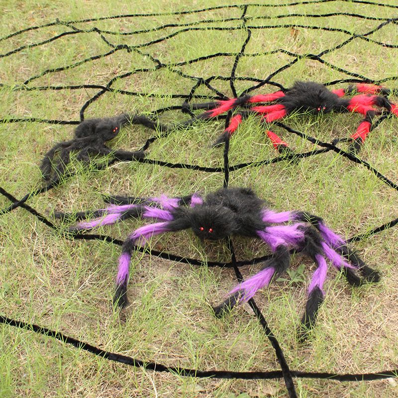 Halloween spider web layout scene plush spider web bar haunted house scary spider web decoration props dress up thumbnail