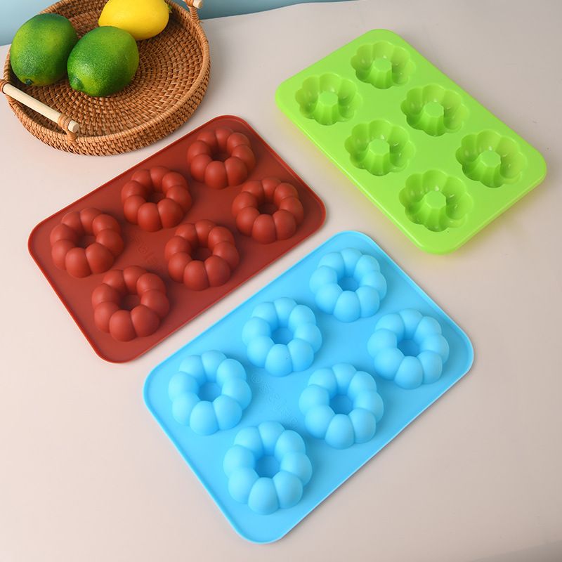 6 consecutive silicone pumpkin shaped cake tin baking supplies secure multi-color optional home kitchen thumbnail