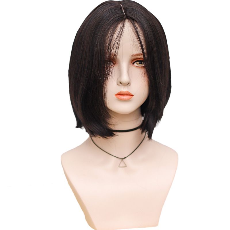 New SZ-31 lace front part short hair simulation large scalp natural traceless wig pure hand woven wig for ladies Item Picture