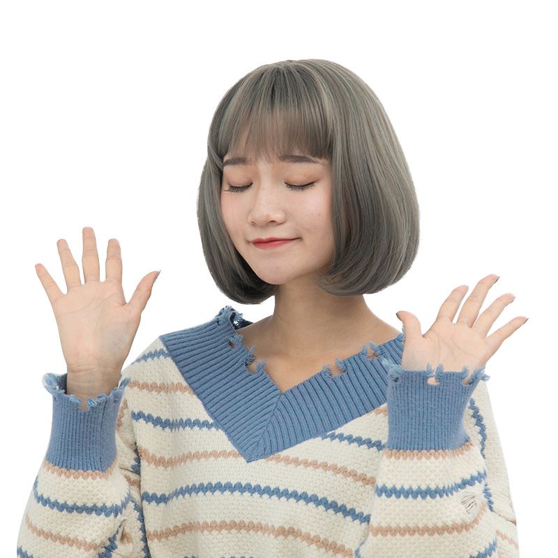 Bobo hair wig girl short hair lovely Qi bangs short hair Cospaly inside buckle student hair wig manufacturers wholesale Item Picture