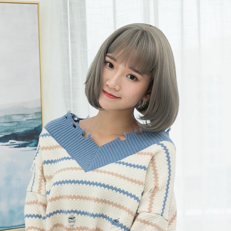 Bobo hair wig girl short hair lovely Qi bangs short hair Cospaly inside buckle student hair wig manufacturers wholesale full figure