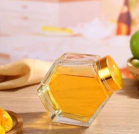 500ml hexagon glass bottle sealed jar with lid Food grade fresh-keeping jar Honey small tin jam jar with stirring stick