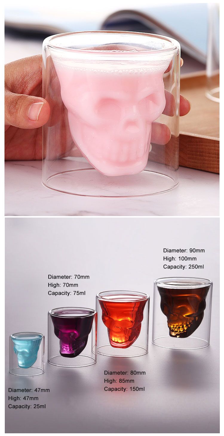 Ins retro American coffee cup mini Thermostable glass art creative personality skull wine glass Latte cup thumbnail