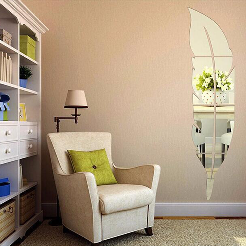 Fashionable feather mirror paste home decoration products 3D acrylic three-dimensional kindergarten bedroom living room wall paste thumbnail