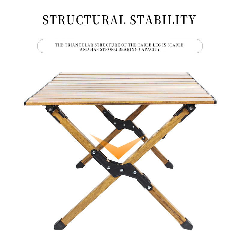 Outdoor solid wood egg roll table camping folding table and chair portable camping equipment barbecue picnic table car home thumbnail