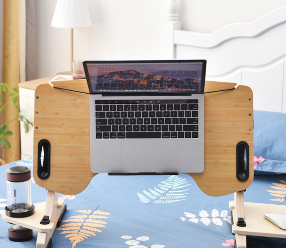 Solid wood computer stand folding table on bed