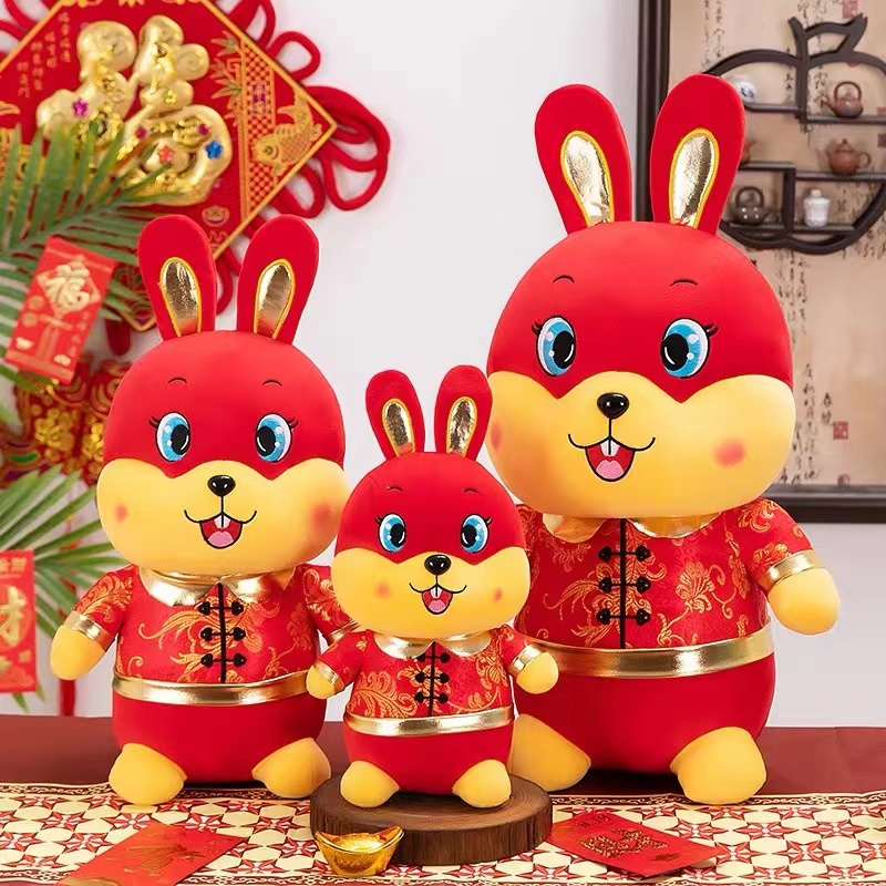 50cm new rabbit Year mascot big doll doll Tang suit small red rabbit plush toy