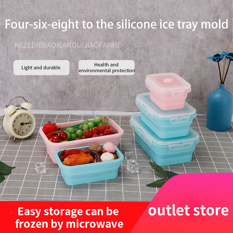 Spot manufacturers directly supply multiple specifications folding silicone lunch box refrigerator microwave oven heating bento lunch box lunch box thumbnail