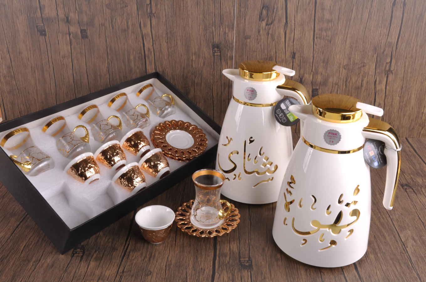 Middle Eastern style Dubai Arabian high-end Thermos Thermos Thermos Coffee Pot Set PLH-10/13W/B-20PCS thumbnail
