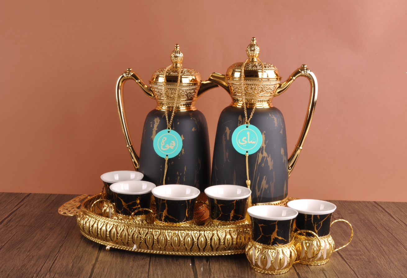 中东风格迪拜阿拉伯高端保温瓶保温壶咖啡壶套装CAM-2PCS-W/BMG-8PCS 