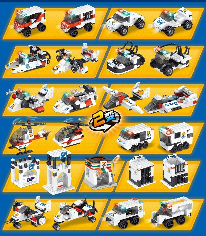 Puzzle building blocks XP93523A explosion-proof water cannon car number 1039PCS 26 kinds of deformation disassembly combination size 72*38*10 lots of fun Specification drawing