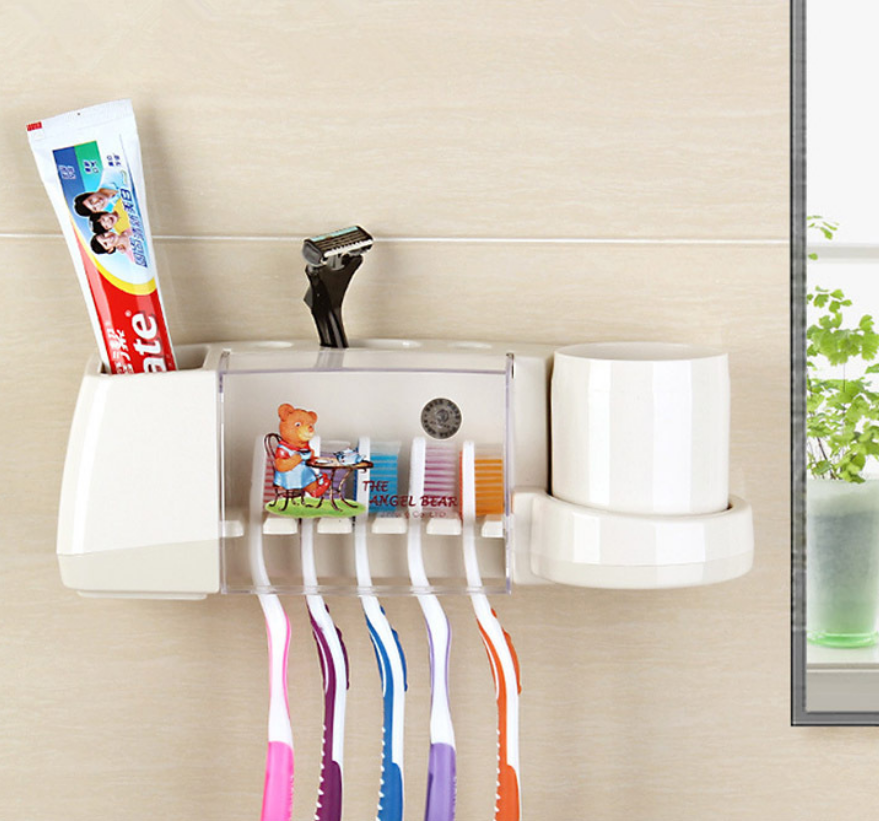 Wall-mounted toothbrush holder