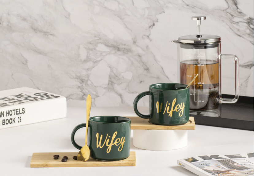 Mug Home 2022 New Light Luxury Coffee Cup With Cover Spoon Ceramic Breakfast Milk Cup Office Water Cup