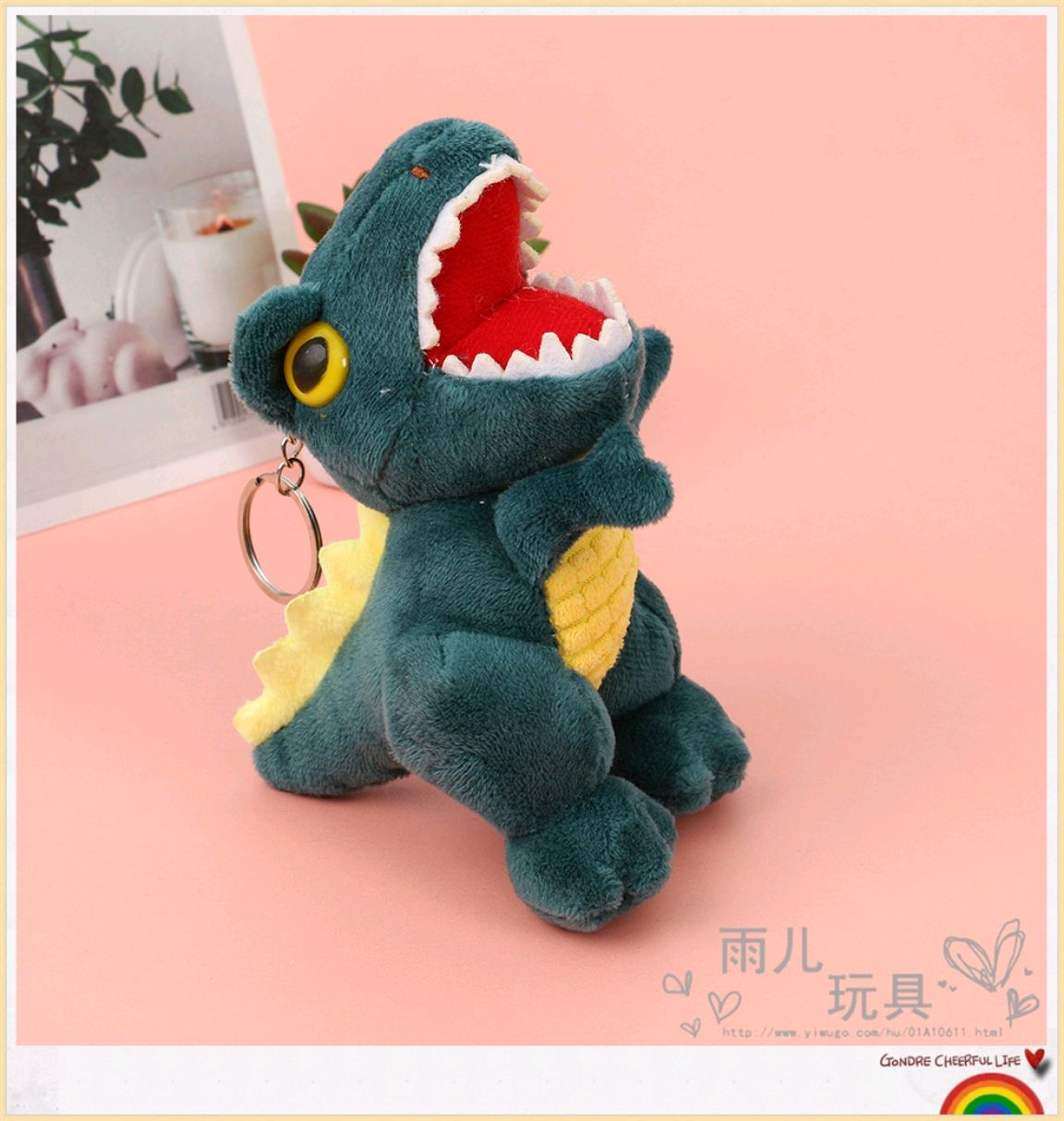 Best-selling 10cm green dinosaur pendant, plush toy, stuffed doll pendant, three-dimensional small pendant, factory direct sales pic 7