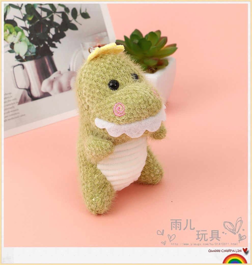 Best-selling 10cm green dinosaur pendant, plush toy, stuffed doll pendant, three-dimensional small pendant, factory direct sales pic 4