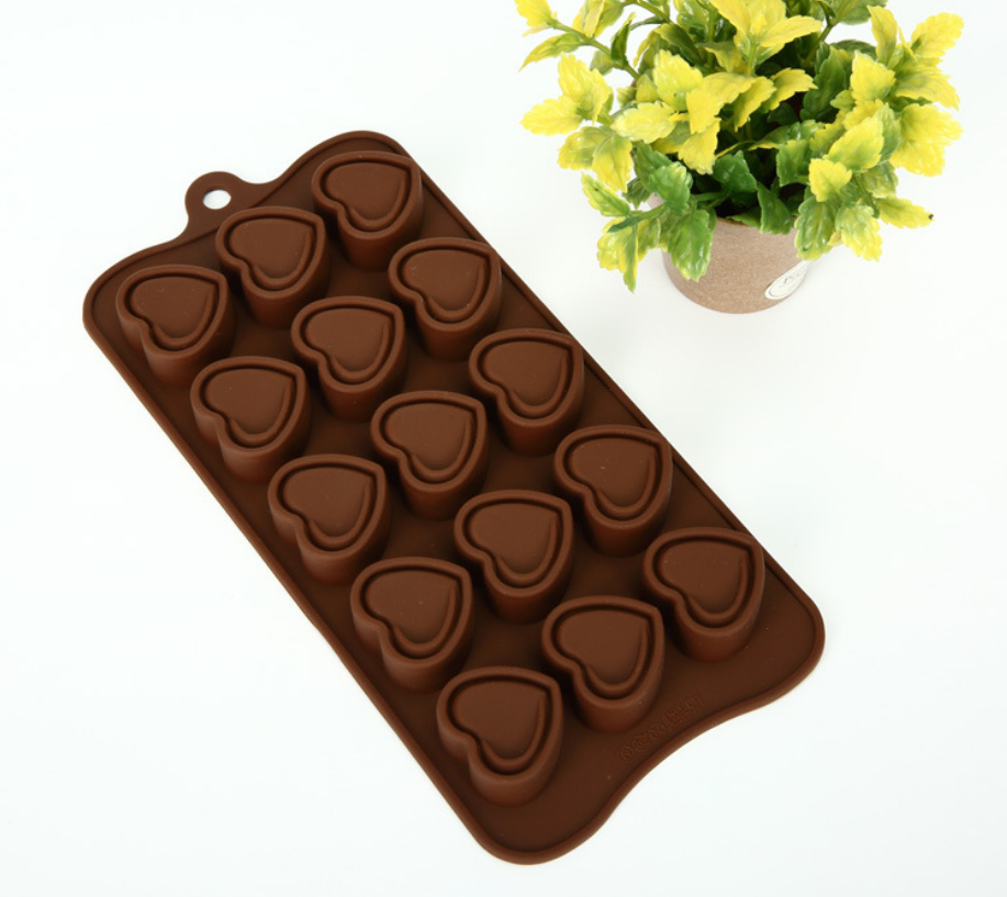 Silicone cake mold 15 hearts with 2 circles details Picture