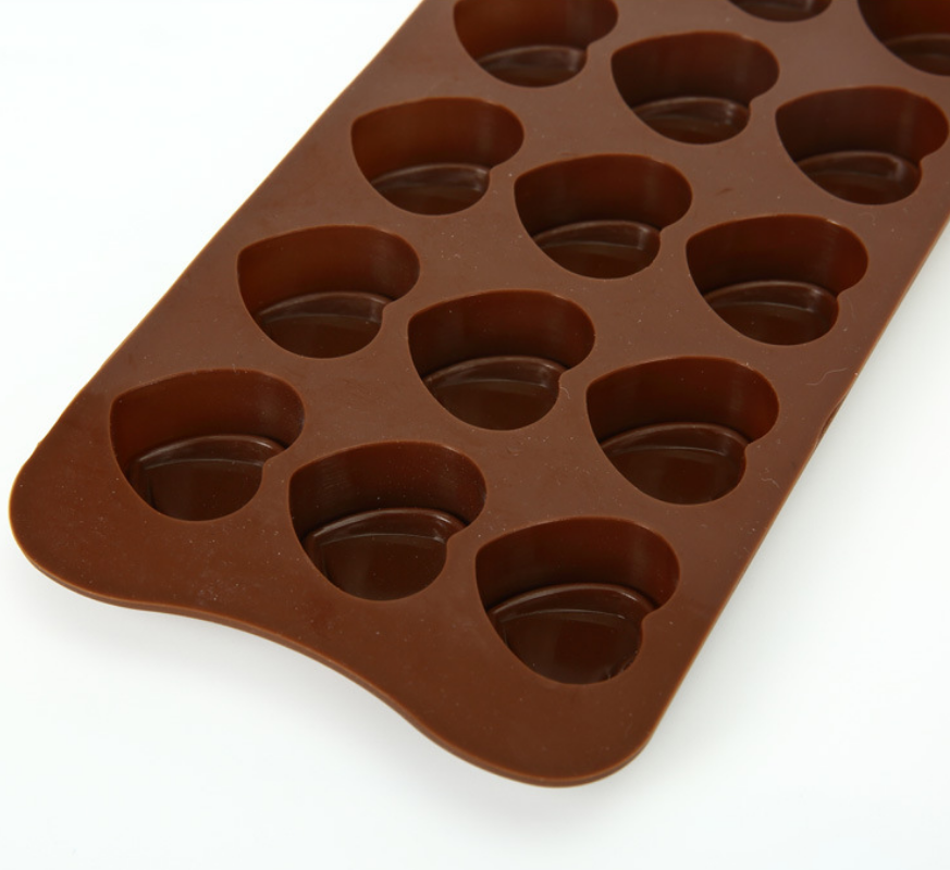 Silicone cake mold 15 hearts with 2 circles Specification drawing