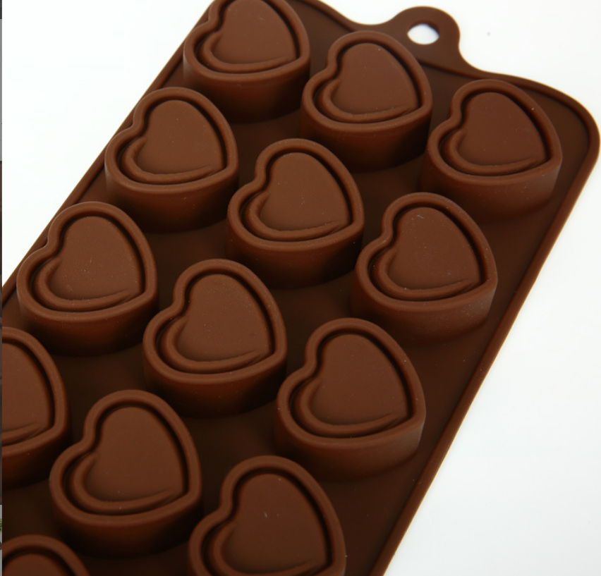 Silicone cake mold 15 hearts with 2 circles full figure