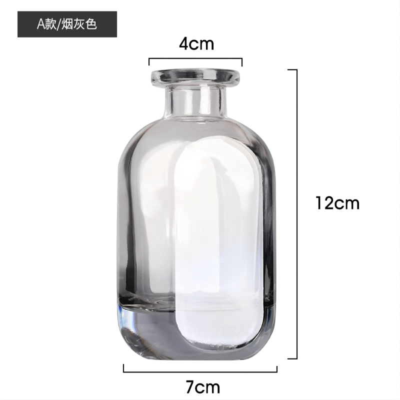 Kikumin Craft Small Vase Ins Wind Glass Transparent Flower Arrangement Fresh Flower Living Room Decoration Pieces Perfume Bottle Bottle Net Red Retro Specification drawing