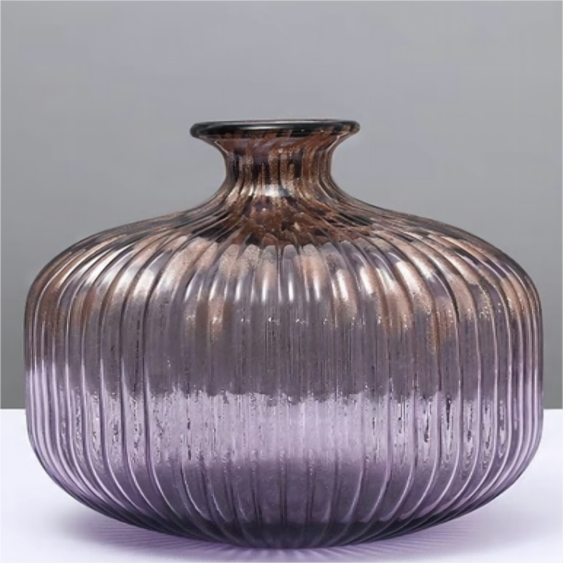 Chrysanthemum Min Craft New Chinese Glass Vase Porch Study Art Living Room Desktop Home Lily Flower Arrangement Decoration Home Model Room Purple Gold Powder Home Strike Piece details Picture