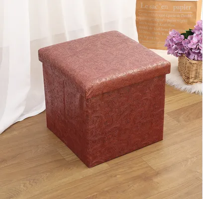PU embossed folding square stools clothing toys storage boxes for domestic and foreign trade wholesale stool manufacturers thumbnail