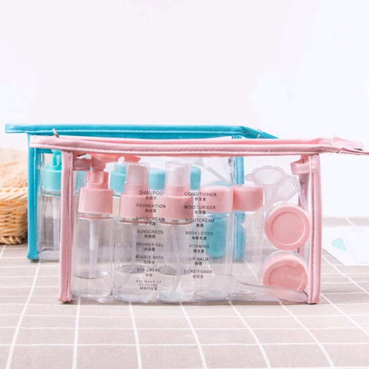 11-piece sample sub-bottle set of bagged spray bottle, lotion bottle, cosmetic travel sub-bottle details Picture