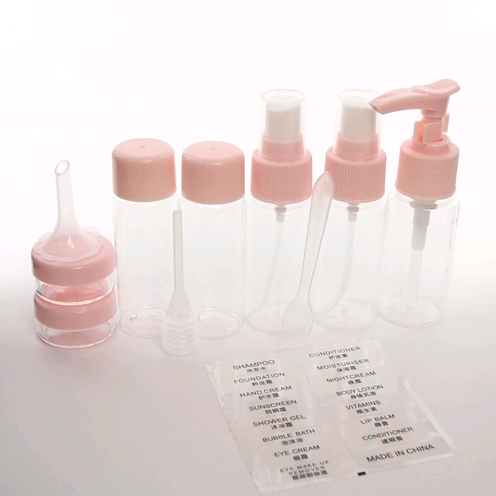 11-piece sample sub-bottle set of bagged spray bottle, lotion bottle, cosmetic travel sub-bottle Application Scenario