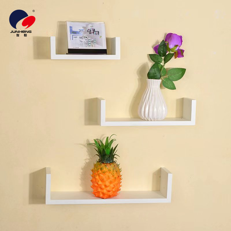 Wall-mounted shelves in the living room, U-shaped creative partitions, multi-layered bookshelves in the bedroom, simple and modern decoration details Picture