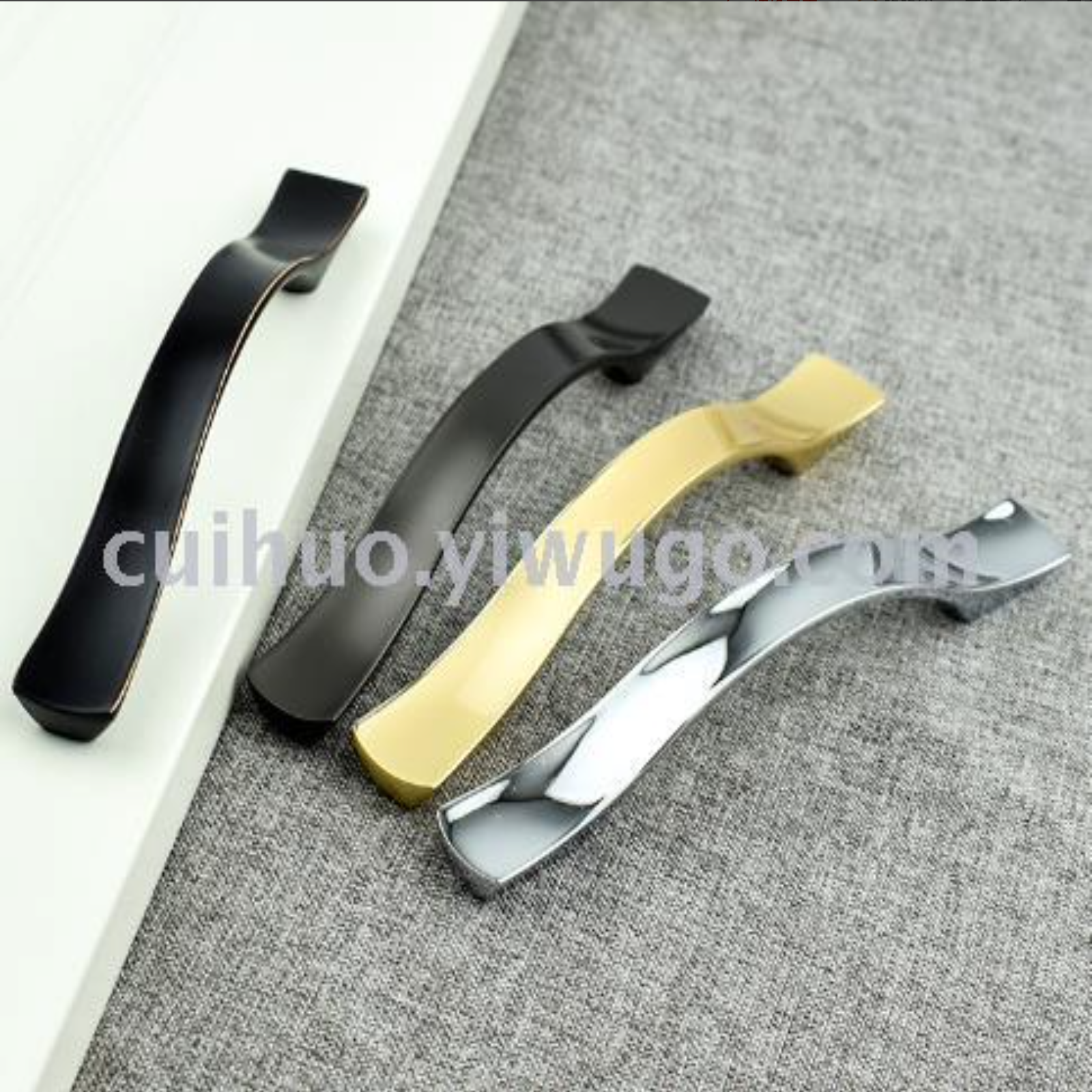 Zinc-alloy cabinet drawer handles simple black wardrobe door handles