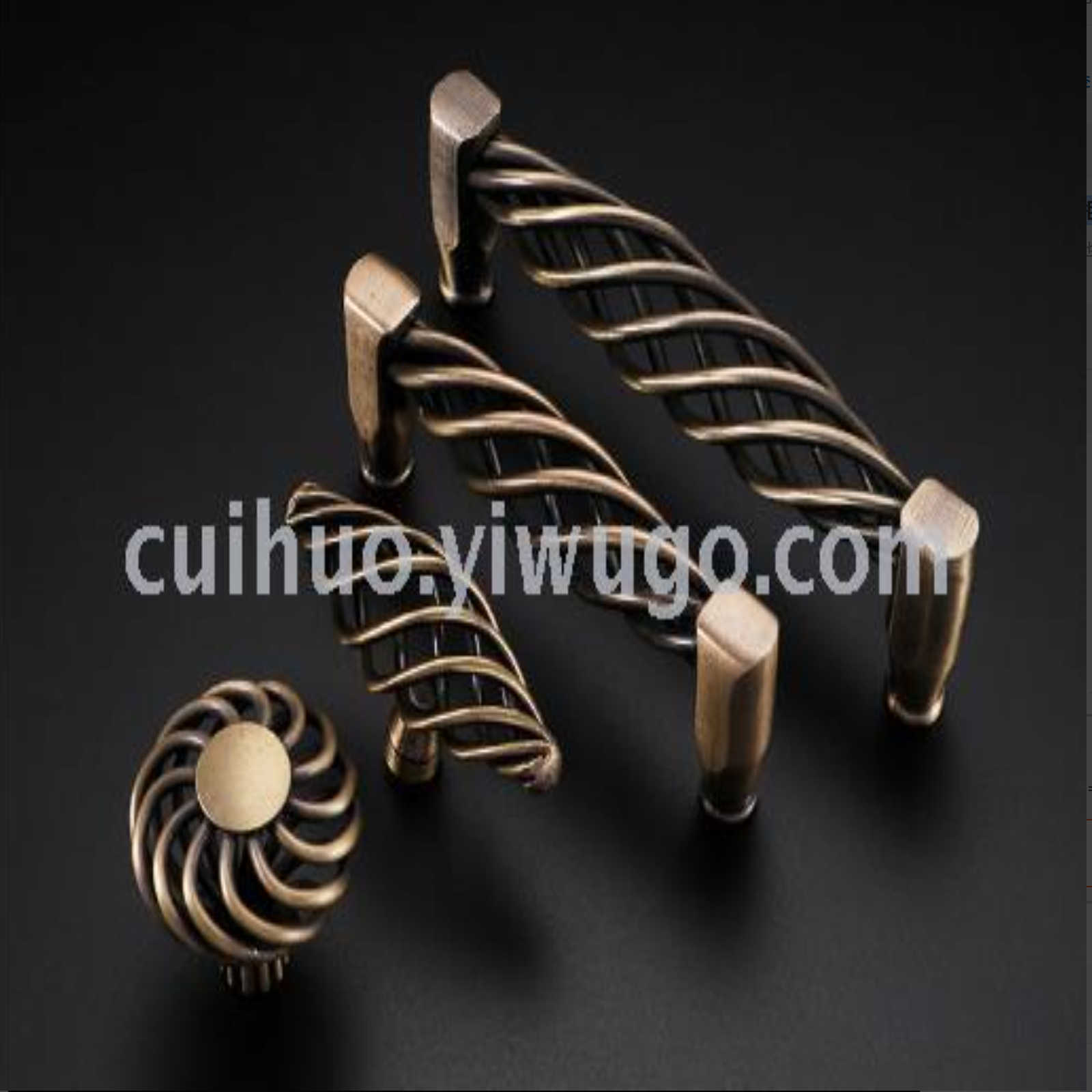 Hollowed-out bird cage handle drawer bronze single hole small handle European vintage cabinet door wardrobe door furniture handle