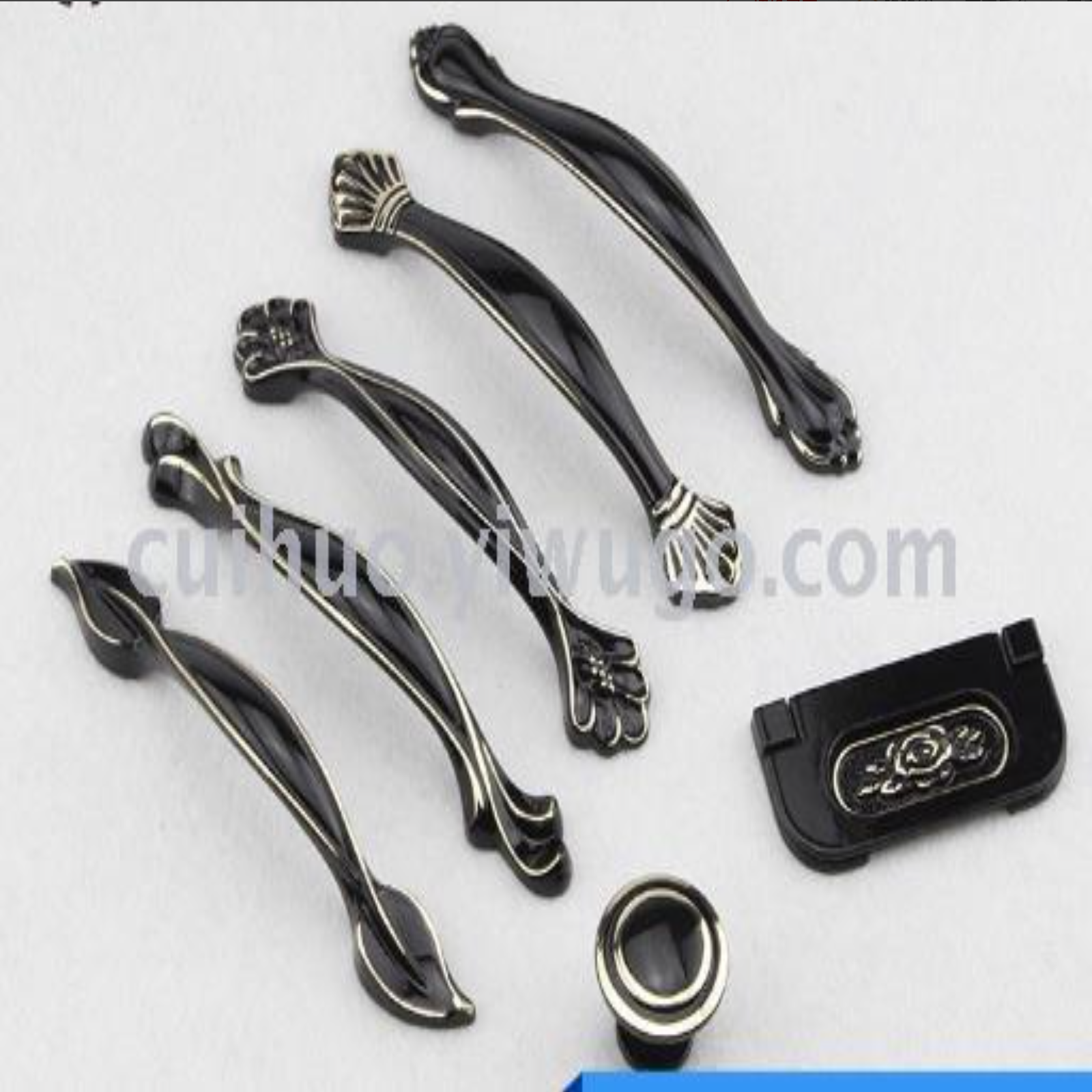 Fujifilm black handle zinc alloy cabinet closet button drawer single hole door handle
