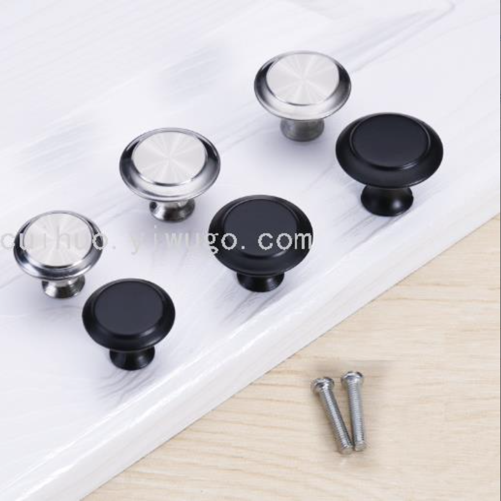 Metal round mushroom black silver simple drawer chest door thumb handle